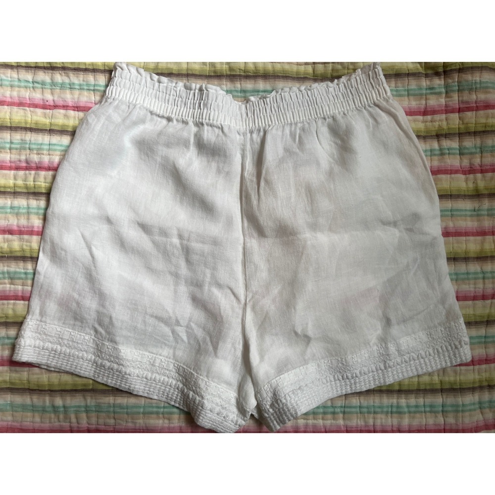 Sigrid Olsen White Linen Pullon Shorts SZL Beach Summer Vacation Cruise - Picture 6 of 6